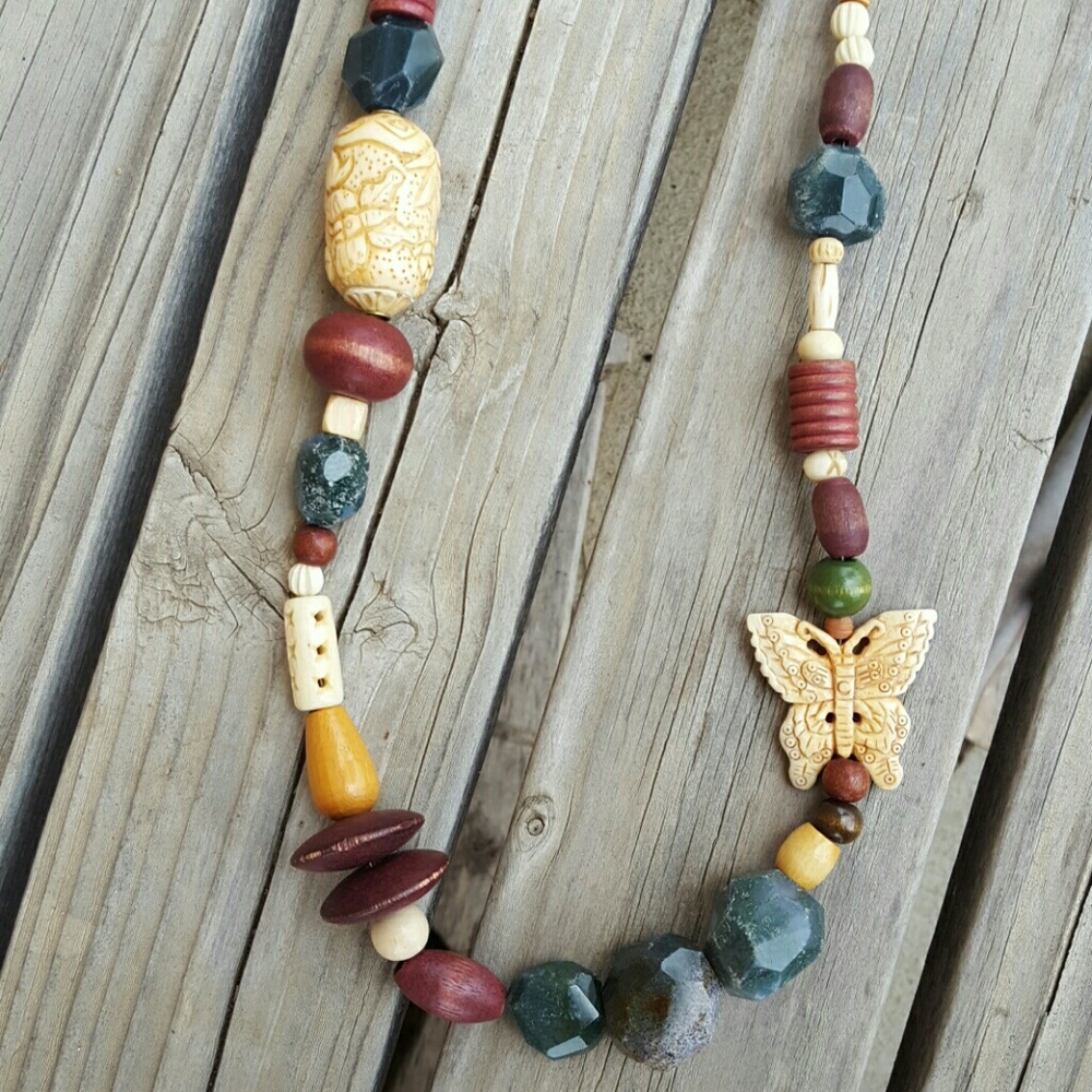 Beautiful Bone Butterflies Necklace